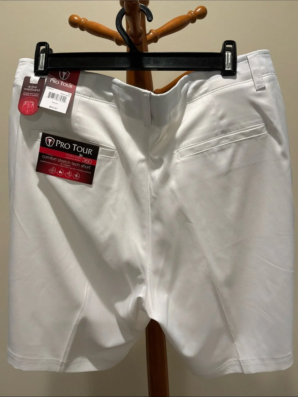 Men's White Flat-Front Performance Shorts